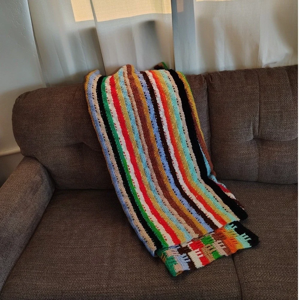 Afghan Blanket Throw Hand‎ Made Crochet Granny Square 44